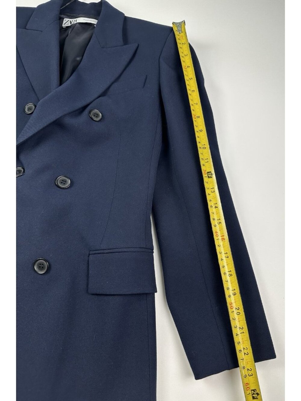 Zara Women’s Navy Blue Tailored Double Breasted Blazer Jacket Size XS - Picture 10 of 11